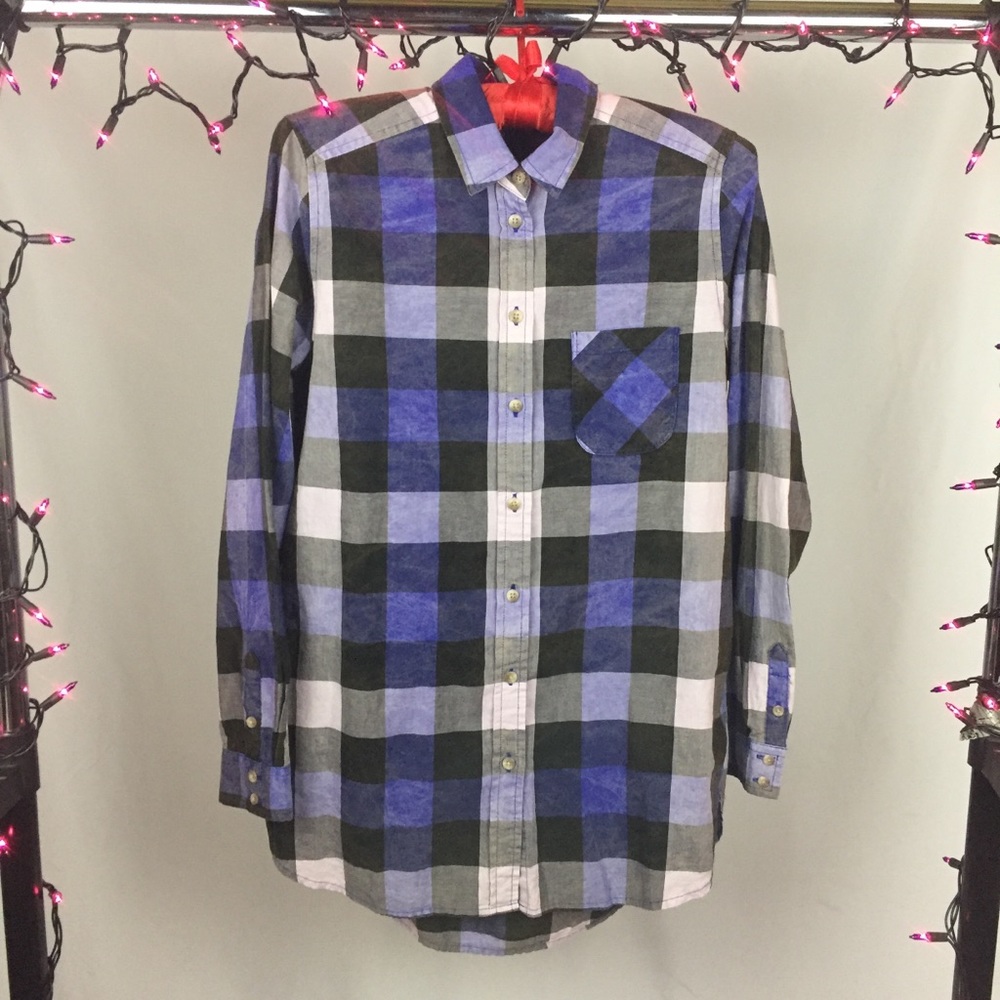 American Eagle Purple Plaid Cotton Shirt